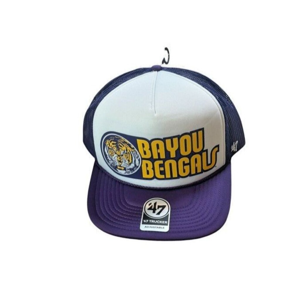 ‘47 Trucker-Mesh Foam SnapBack LSU Tigers ROPE Cap Hat NCAA Bayou Bengals - Mens